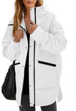 Womens Waterproof Rain Jackets Raincoat Hooded Lined Windbreaker Trench Coat With Pockets for Outdoor Hiking