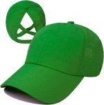 Womens Criss Cross Ponytail Baseball Cap Adjustable High Messy Bun Ponycap Quick Drying Hat