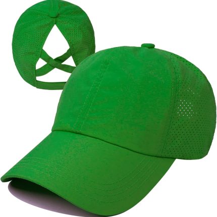 Womens Criss Cross Ponytail Baseball Cap Adjustable High Messy Bun Ponycap Quick Drying Hat