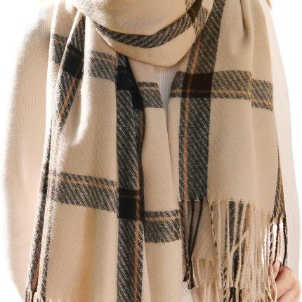 Winter Scarf for Women Shawl Cashmere Feel Tassel Plaid Large Oversized Scarves Wraps