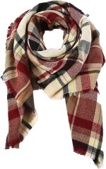 Womens Fall Winter Scarf Plaid Tassel Soft Warm Blanket Scarves Womens Shawl Wraps - Image 2